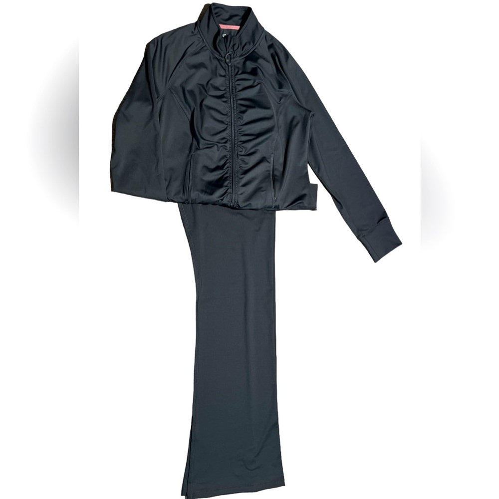 Gray ladies jacket and pants.